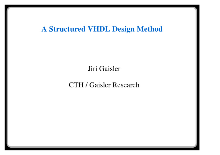 a structured vhdl design method