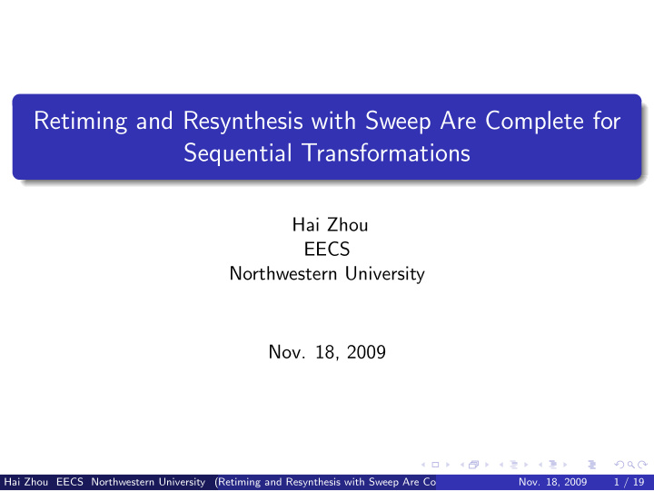 retiming and resynthesis with sweep are complete for