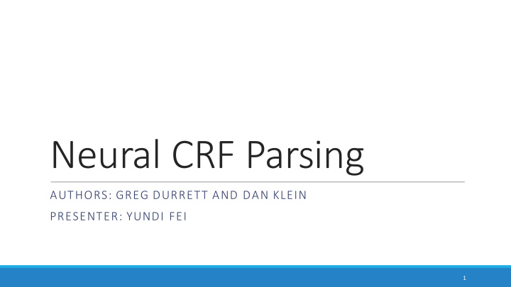 neural crf parsing