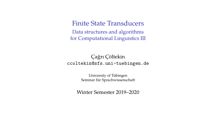 finite state transducers