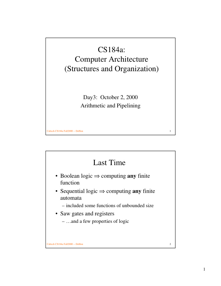 cs184a computer architecture structures and organization