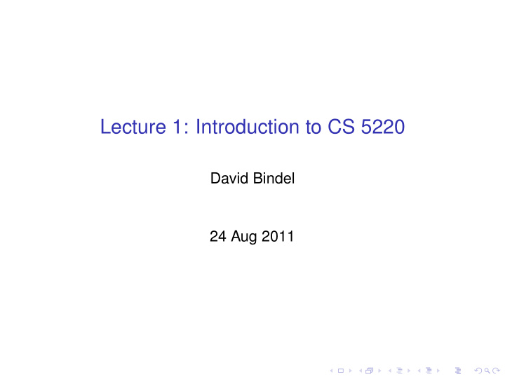 lecture 1 introduction to cs 5220