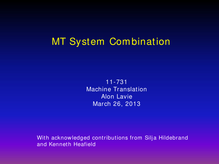 mt system combination