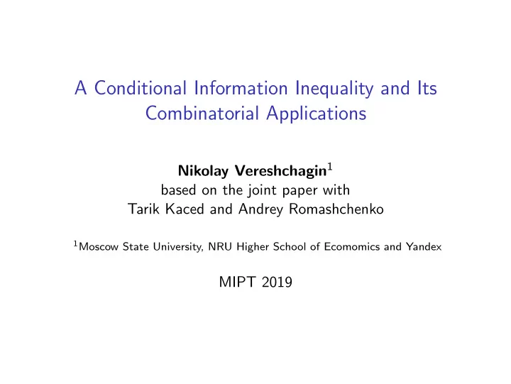 a conditional information inequality and its