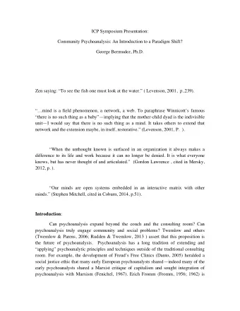 mind is a field phenomenon, a network, a web. To paraphrase Winnicotts famous  there is