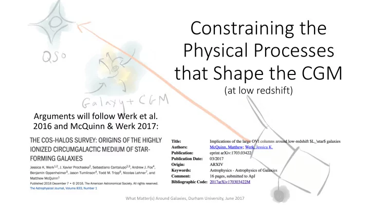 constraining the physical processes that shape the cgm