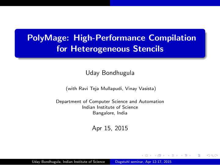 polymage high performance compilation for heterogeneous
