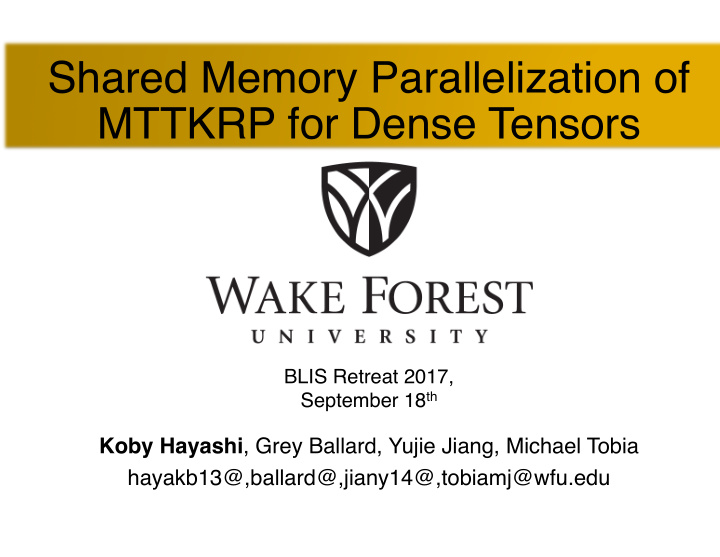 shared memory parallelization of mttkrp for dense tensors