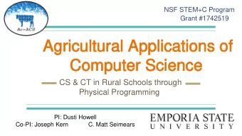 Agricultural Applications of  Agricultural Applications of  Computer Science  Computer Science  CS