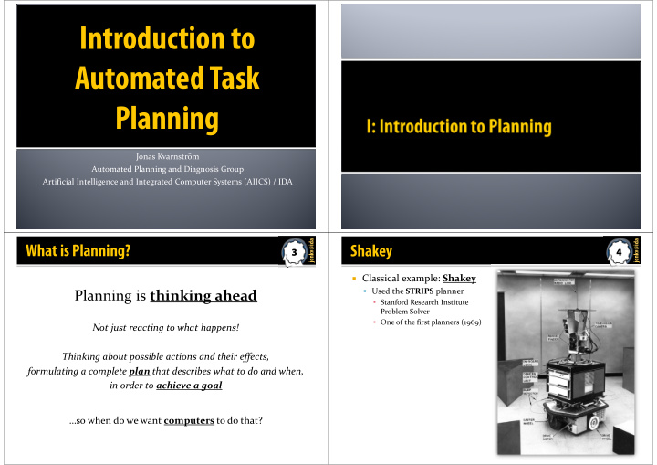 introduction to automated task planning