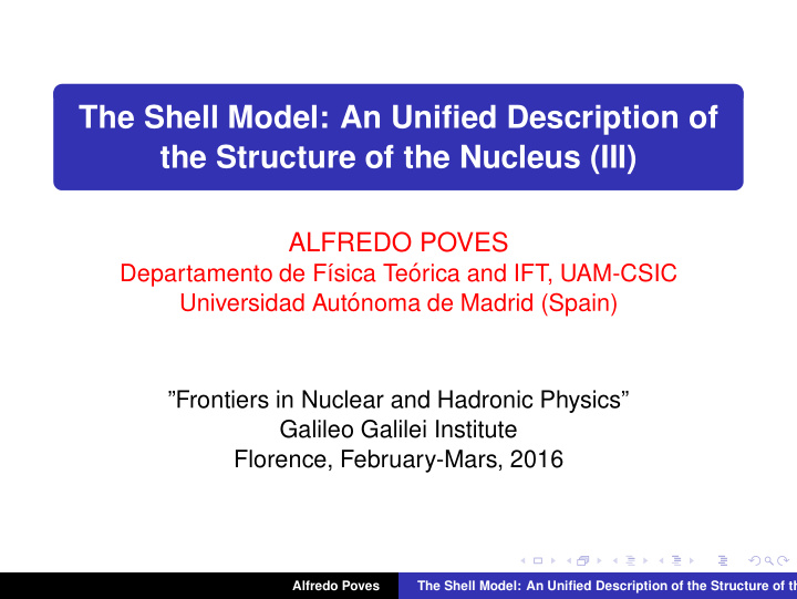 the shell model an unified description of the structure