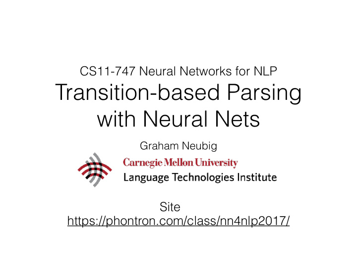 transition based parsing with neural nets