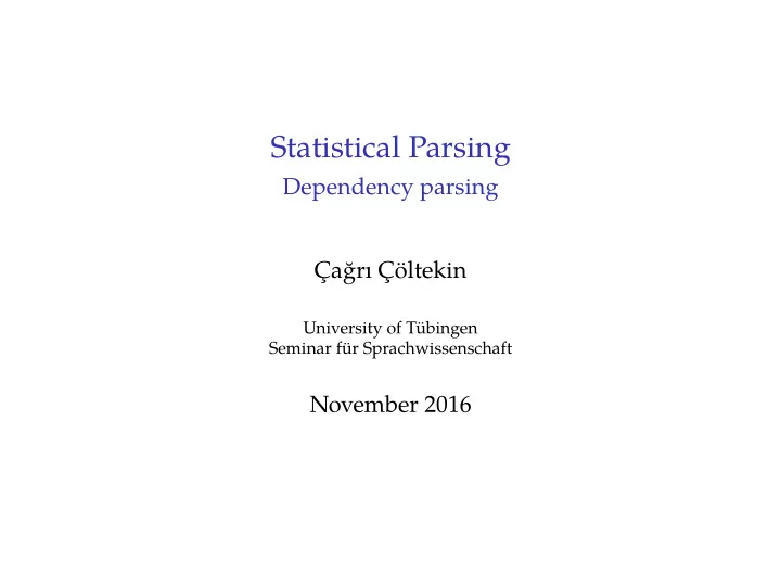 statistical parsing