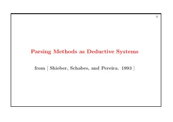 Parsing Methods as Deductive Systems from [ Shieber, Schabes, and Pereira. 1993 ]  1.  Algorithm =