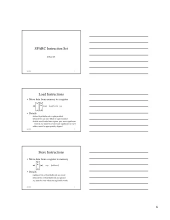 SPARCInstructionSet  CS217  Fall2001  1  LoadInstructions