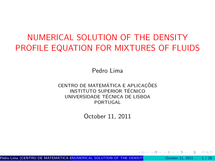 numerical solution of the density profile equation for