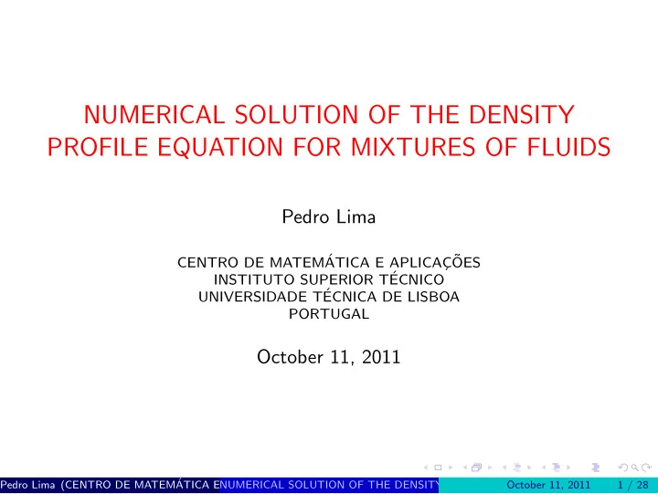 numerical solution of the density profile equation for