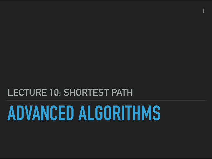 advanced algorithms