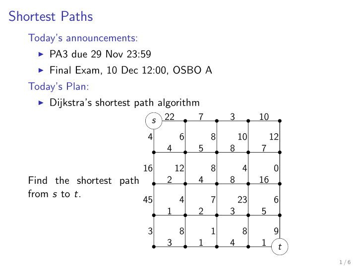 shortest paths