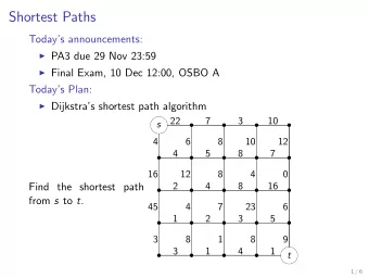 Shortest Paths  Todays announcements:  PA3 due 29 Nov 23:59  Final Exam, 10 Dec 12:00,