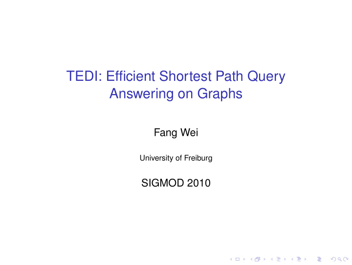 tedi efficient shortest path query answering on graphs