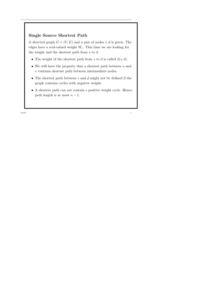 single source shortest path