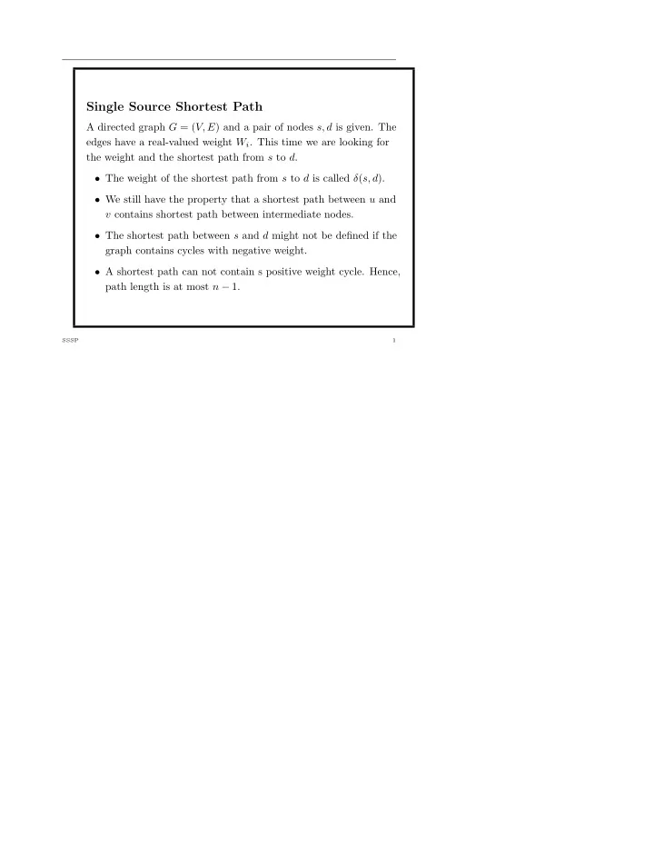 single source shortest path