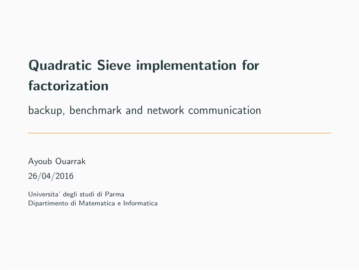 quadratic sieve implementation for factorization