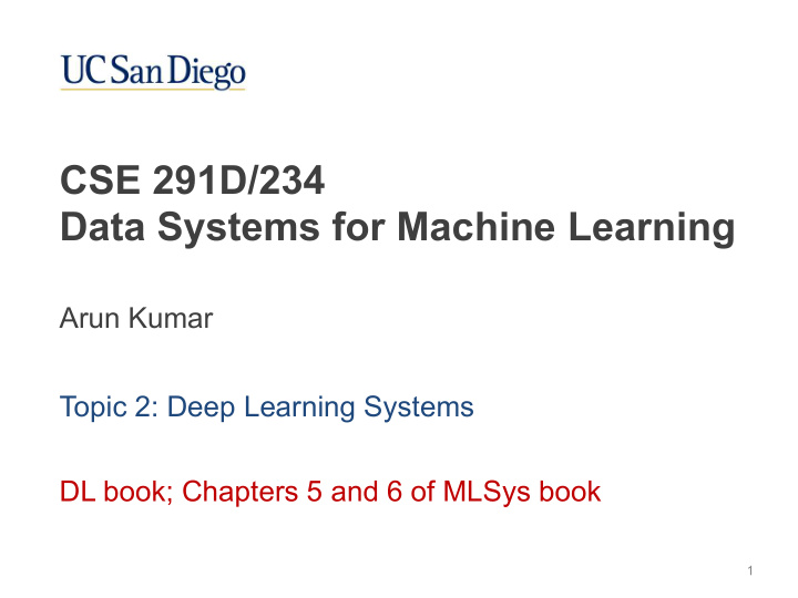 cse 291d 234 data systems for machine learning