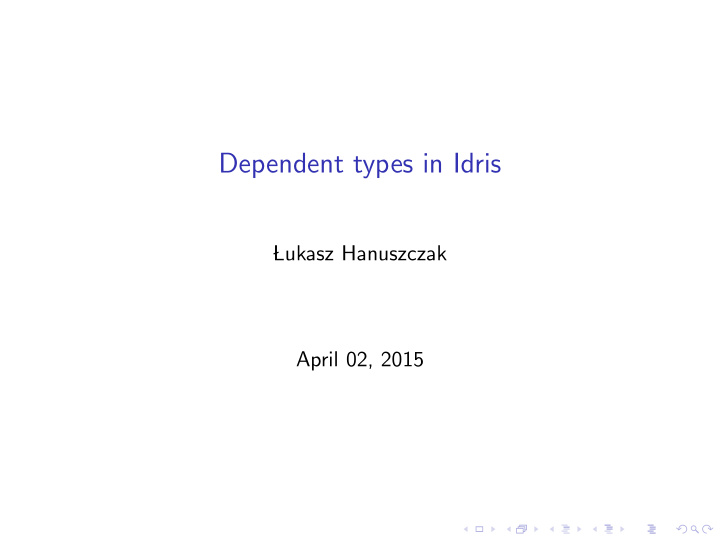 dependent types in idris
