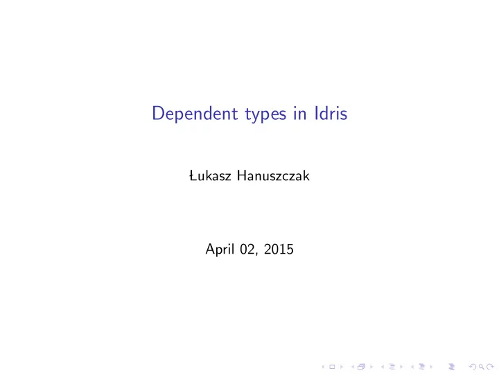 dependent types in idris