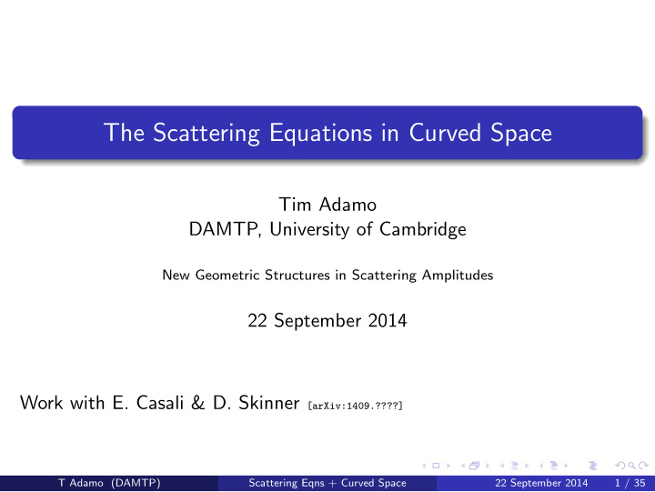 the scattering equations in curved space