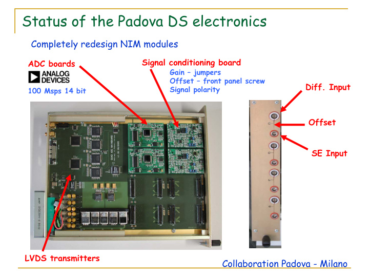 status of the padova ds electronics