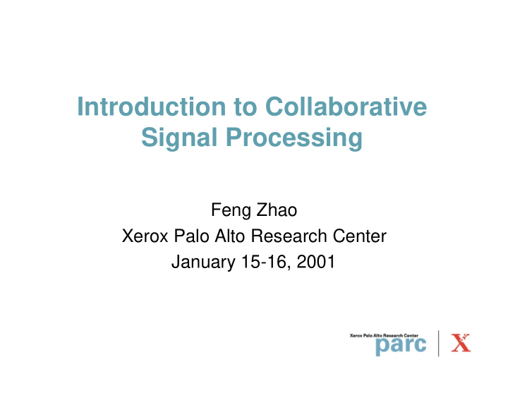 introduction to collaborative signal processing