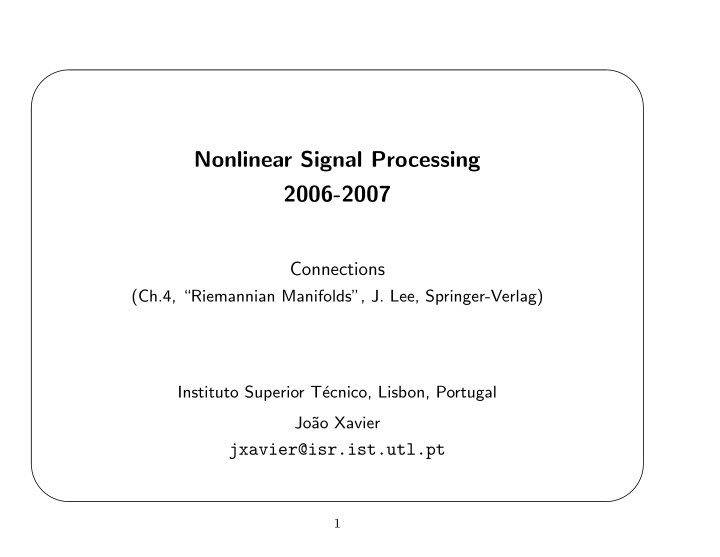 nonlinear signal processing 2006 2007