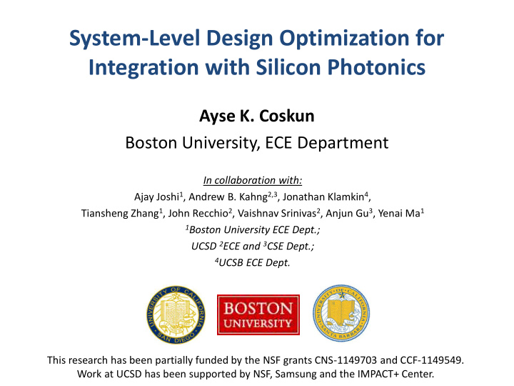 system level design optimization for integration with