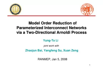 Model Order Reduction of  Model Order Reduction of  Parameterized Interconnect Networks
