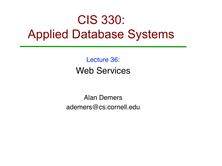 cis 330 applied database systems