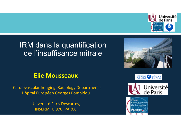 irm dans la quantification de l insuffisance mitrale