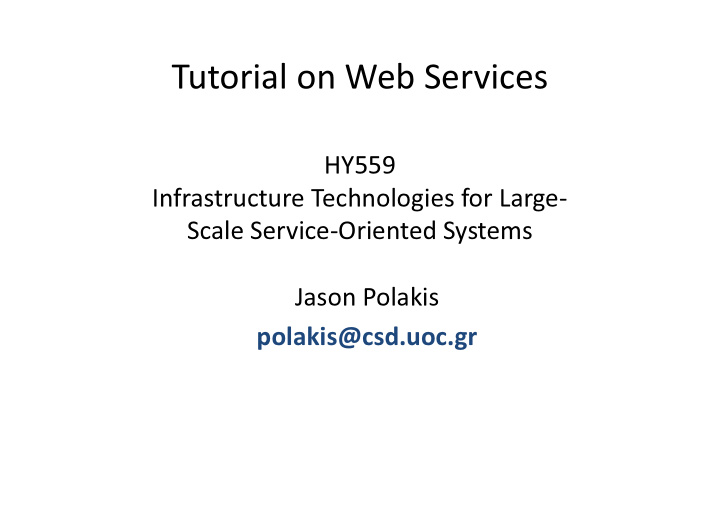 tutorial on web services