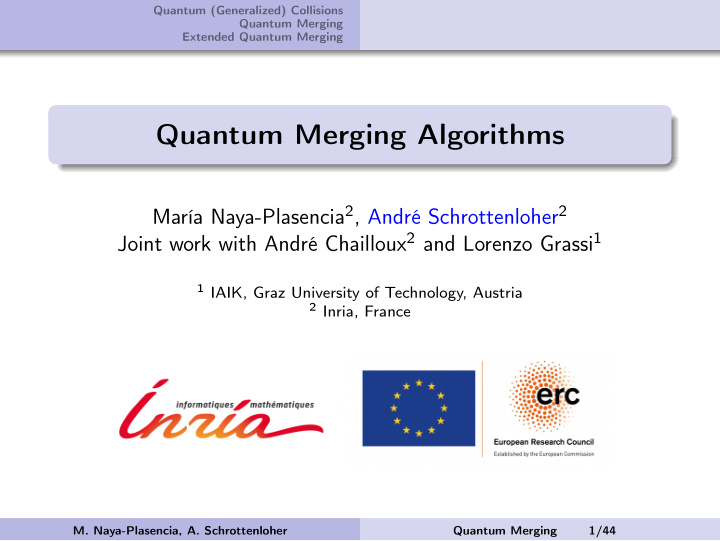 quantum merging algorithms