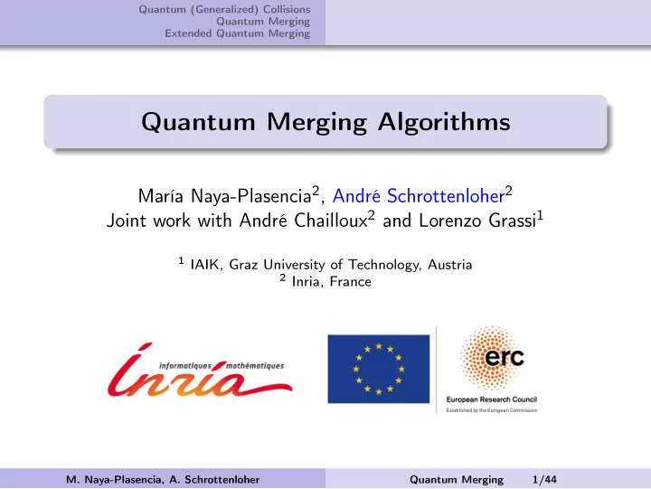 quantum merging algorithms