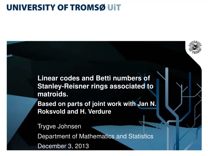 linear codes and betti numbers of stanley reisner rings