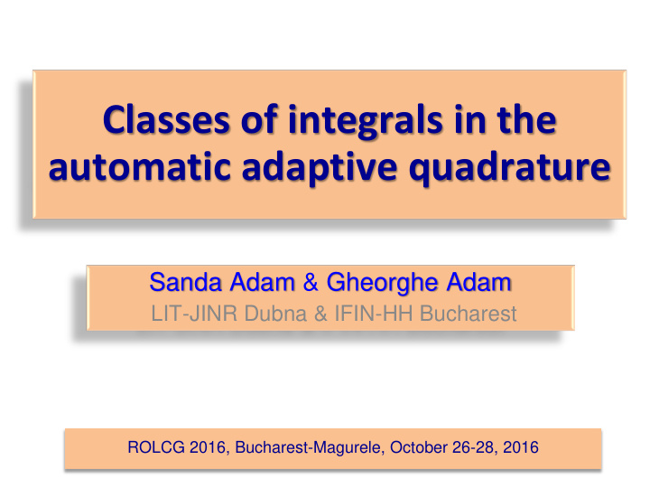 automatic adaptive quadrature