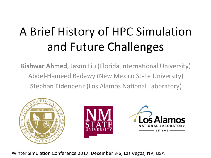 a brief history of hpc simula4on and future challenges