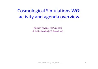 Cosmological  Simula-ons  WG:          ac-vity  and  agenda  overview