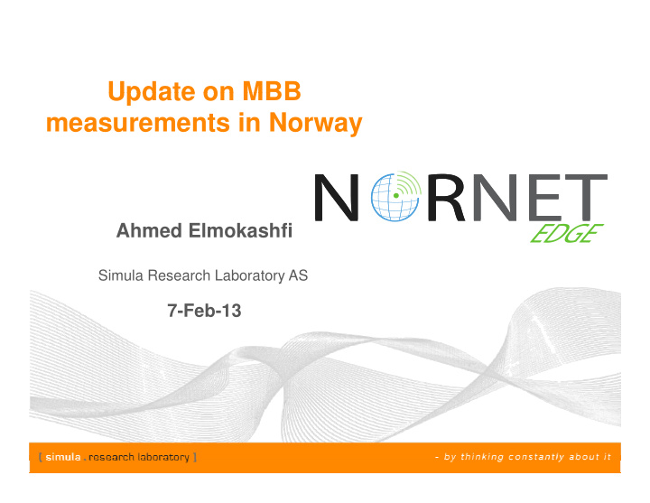 update on mbb update on mbb measurements in norway