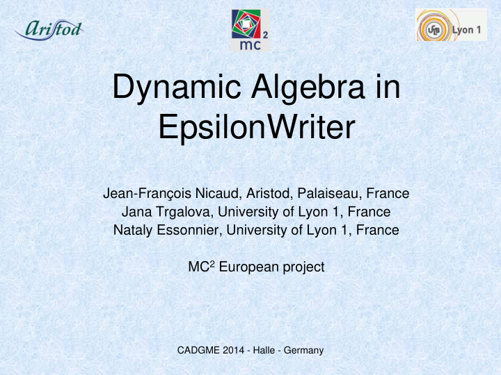 dynamic algebra in epsilonwriter