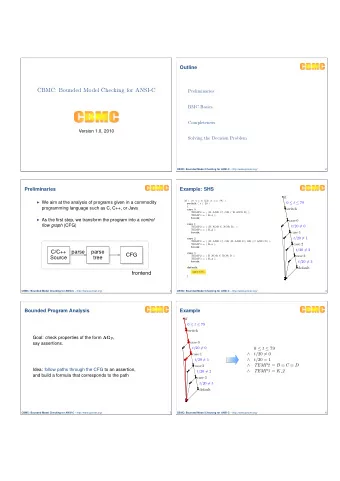 CBMC: Bounded Model Checking for ANSI-C  Preliminaries  BMC Basics  Completeness  Version 1.0, 2010