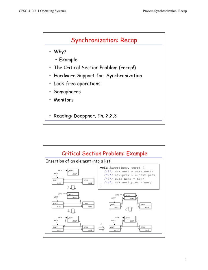 synchronization recap